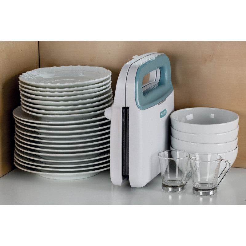 Tostiera per toast, sandwich e panini 750W, piastre fisse grill, rivestimento antiaderente - White & Aegean Teal