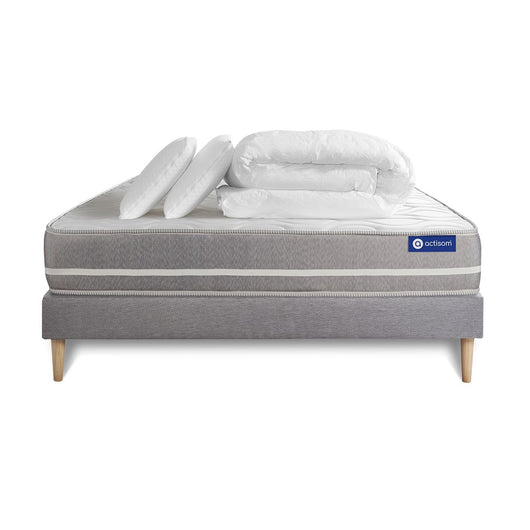 Pacchetto letto completo - Materasso 160x200cm + Box spring con doghe (kit) + 2 cuscini + Piumino - Actilatex Touch