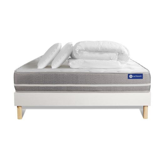 Pacchetto letto completo - Materasso 140x190cm + Box spring con doghe (kit) + 2 cuscini + Piumino - Actiflex Touch