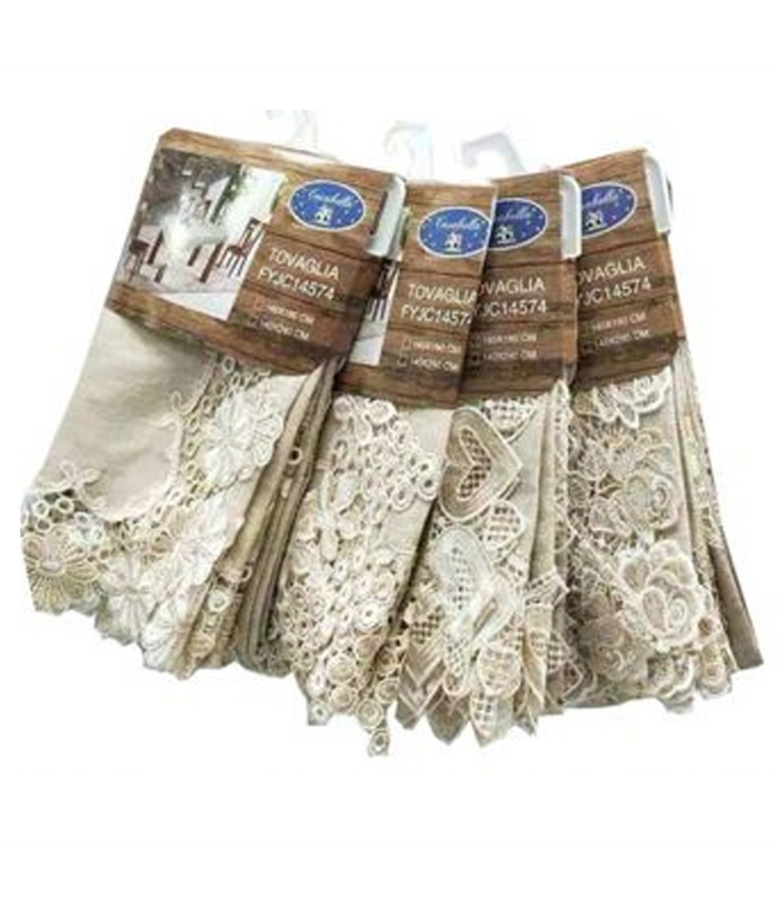 Tovaglia Copritavola Elegante Festa Pizzo Ricamo Rettangolare 140x180 140x240 Cm         