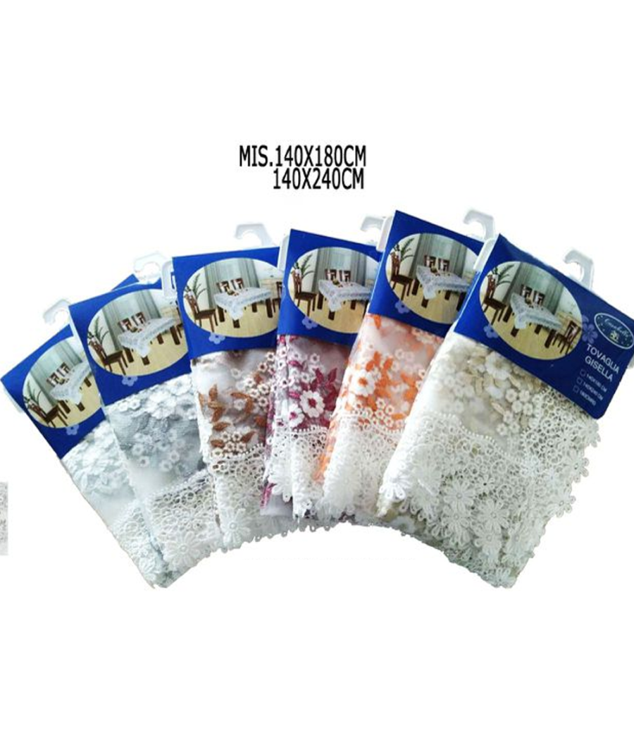 Tovaglia Copritavola Elegante Festa Pizzo Ricamo Vari Colori 140x180 - 140x240cm     -140x240   -