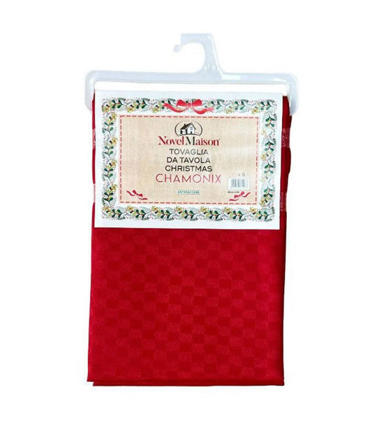 Tovaglia Natalizia Antimacchia Impermeabile Christmas Tessuto Rosso 6 Posti         
