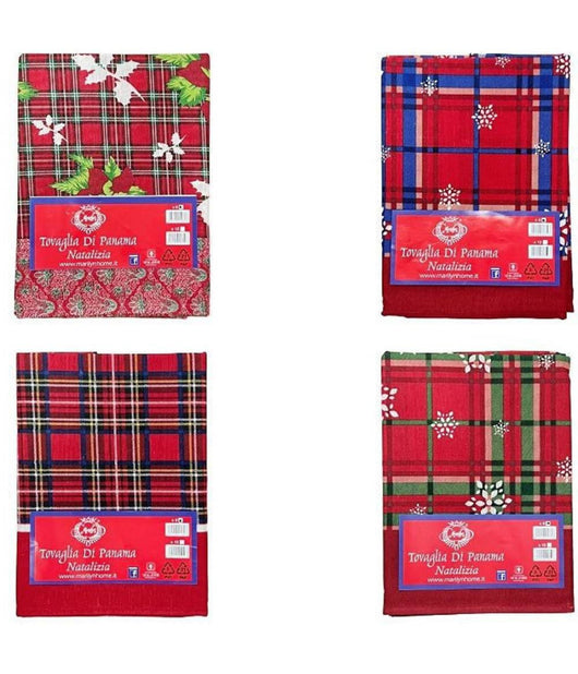 Tovaglia Natalizia Panama Tessuto Resistente Tema Natale Varie Fantasie 12 Posti         