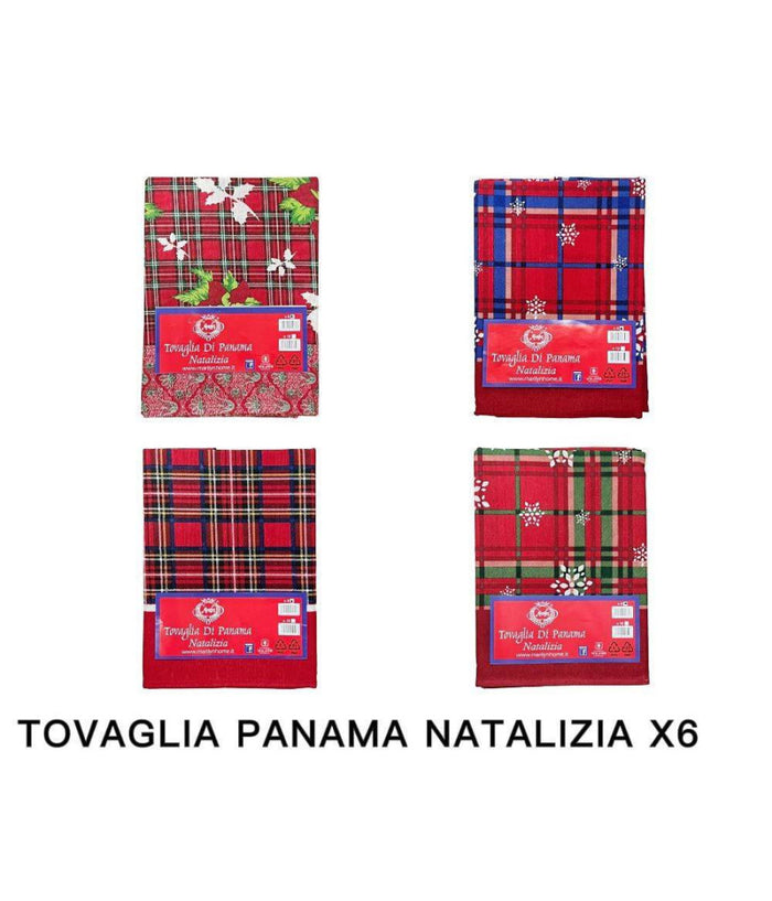 Tovaglia Natalizia Panama Tessuto Resistente Tema Natale Varie Fantasie 6 Posti         
