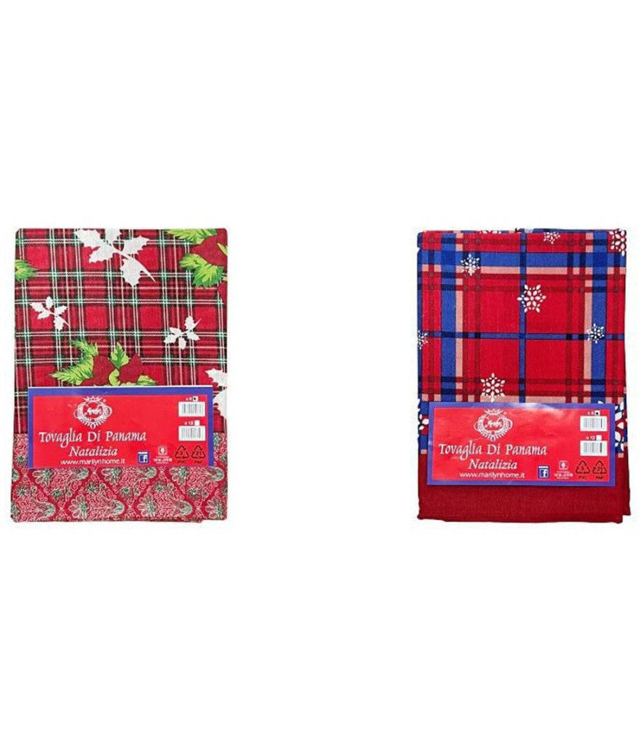 Tovaglia Natalizia Panama Tessuto Resistente Tema Natale Varie Fantasie 6 Posti         