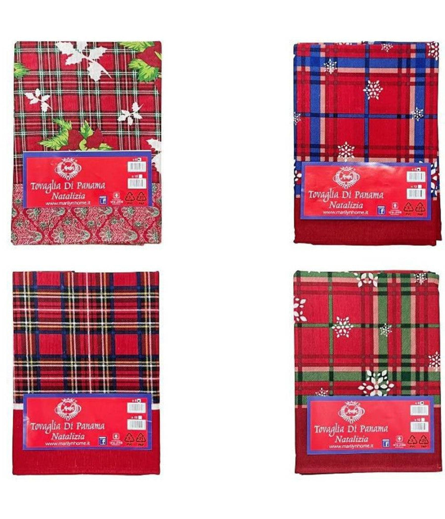 Tovaglia Natalizia Panama Tessuto Resistente Tema Natale Varie Fantasie 6 Posti         