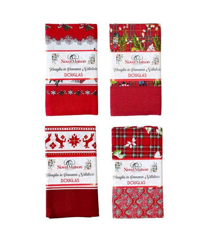 Tovaglia Natalizia Tessuto Panama Resistente Tema Natale Varie Fantasie 12 Posti         