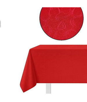 Tovaglia Natalizia Tessuto Rosso Tinta Unita Natale Capodanno 12 Posti 140x240cm         