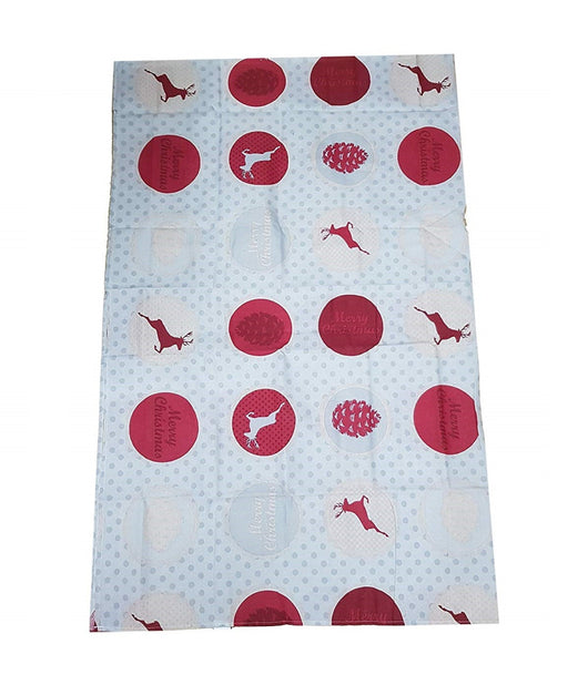Tovaglia Per 6 Persone Grigio Renna Pois Christmas Natale 130x170cm Natalizia         