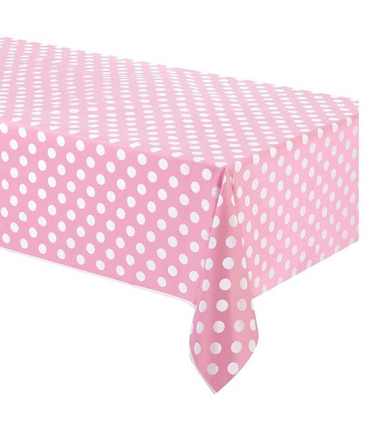 Tovaglia Plastica Per Feste Rosa Pois Compleanni Matrimonio Battesimo Party         