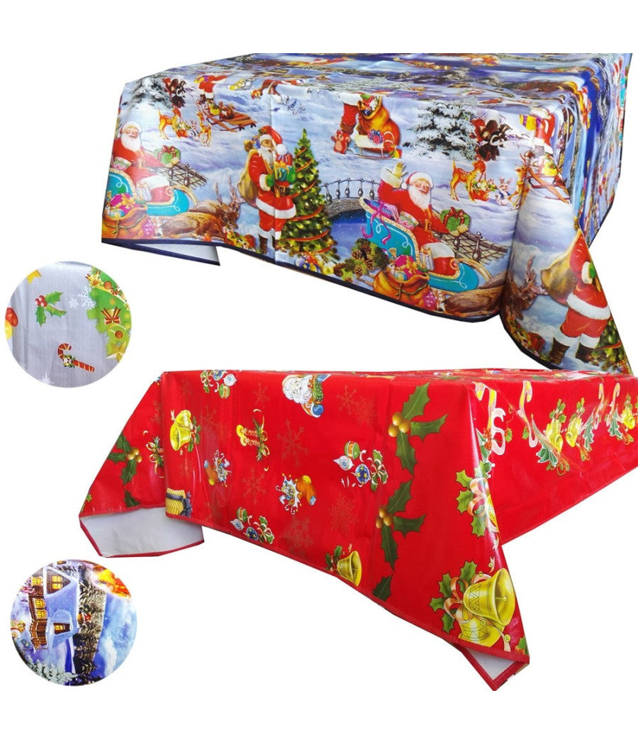 Tovaglia Plastificata Rettangolare Natalizia 120 X 160 Cm Anche Come Copritavolo         