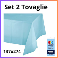 Set 2 tovaglia colorata azzurra celeste party festa di compleanno nascita battesimo baby shower  tovaglie antimacchia plastificate