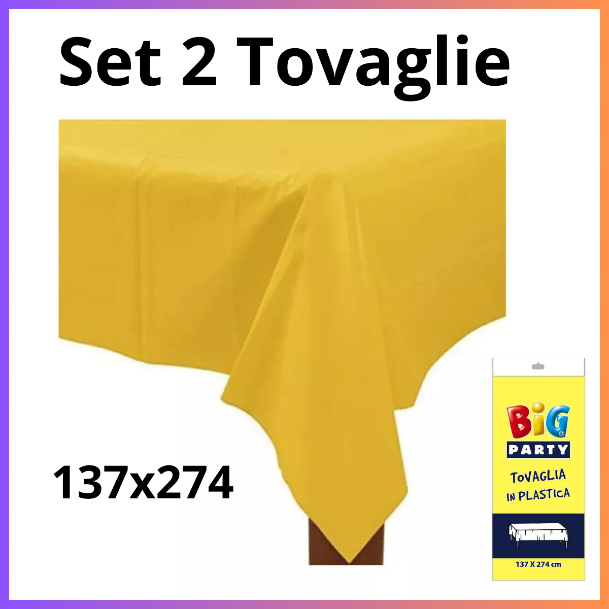 Set 2 tovaglia plastificata colorata  giallo party festa di compleanno pasqua prima comunione cresima  tovaglie  antimacchia