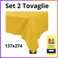 Set 2 tovaglia plastificata colorata  giallo party festa di compleanno pasqua prima comunione cresima  tovaglie  antimacchia