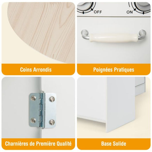 Angolo cottura per bambini frigorifero fornello giocattolo in legno con distributore d'acqua cappa lavello utensili 20_0008380