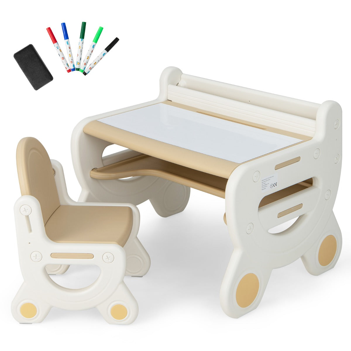 Set tavolo da disegno e sedia 78 x 60 x 58 cm con contenitore integrato stabile MDF marrone 20_0014114