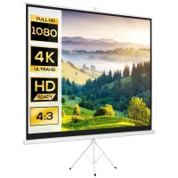 Telo Proiettore da 120" Formato 4:3 in Tessuto a Rete, Plastica e Metallo con Treppiedi, 244x190 cm, Bianco