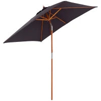 Ombrellone da Giardino Inclinabile 2x1.5 m con 6 Stecche e Palo in Legno di Abete, Grigio Scuro