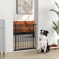 Cancelletto per Cani Estensibile e Regolabile per Scale e Porte, in Acciaio e ABS, 75-85x76 cm, Nero