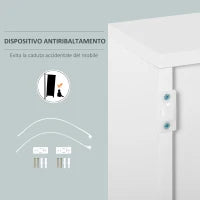 Mobiletto 2 Cassetti e 2 Ante, Apertura a Pressione, Mobile con 2 Cassetti e 2 Ante per Casa e Ufficio, 79x36x74cm, Grigio Chiaro e Bianco