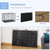 Gabbia per Animali Domestici Trasportino per Cani e Gatti Pieghevole in Acciaio Doppia Apertura, 121x77x82cm, Nero