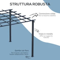 Gazebo Pergola da Giardino 3x3m Decorabile con Rampicanti in Metallo Nero