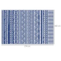 Tappeto per Esterno 182x274 cm Pieghevole e Reversibile, in Polipropilene Blu e Bianco