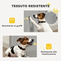 Cancellino per Cani Estensibile fino a 115 cm, in Poliestere e Acciaio, 115x82.5 cm, Bianco e Grigio