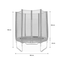 Trampolino 180cm con rete di protezione, grigio