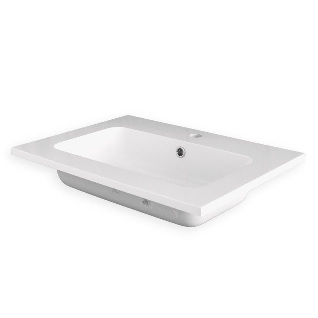Lavabo ad incasso in mineral marmo 71x46 cm mobile composizione bagno *** tinta bianco lucido, confezione 1