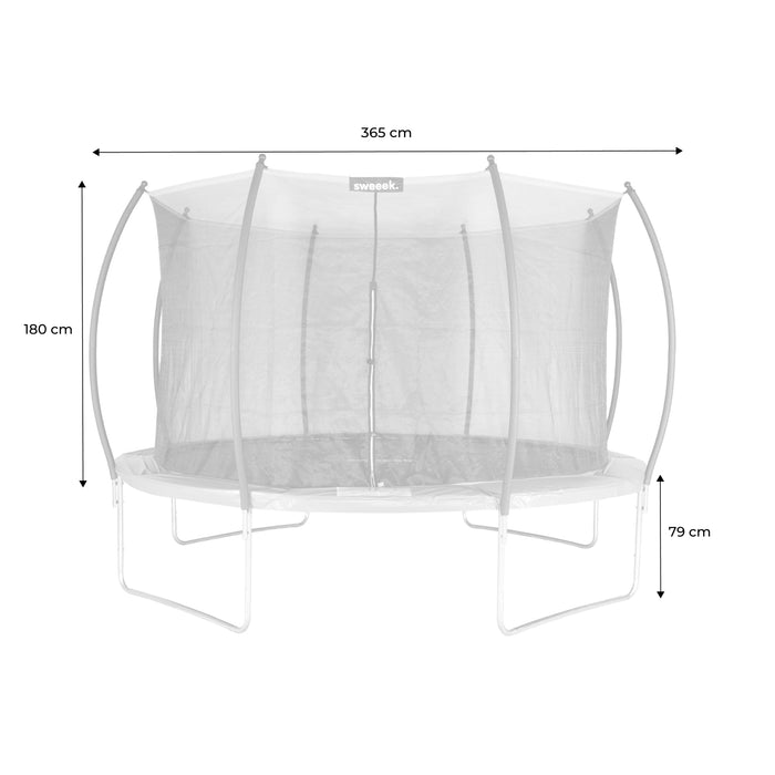 Trampolino 370cm rete interna, grigio