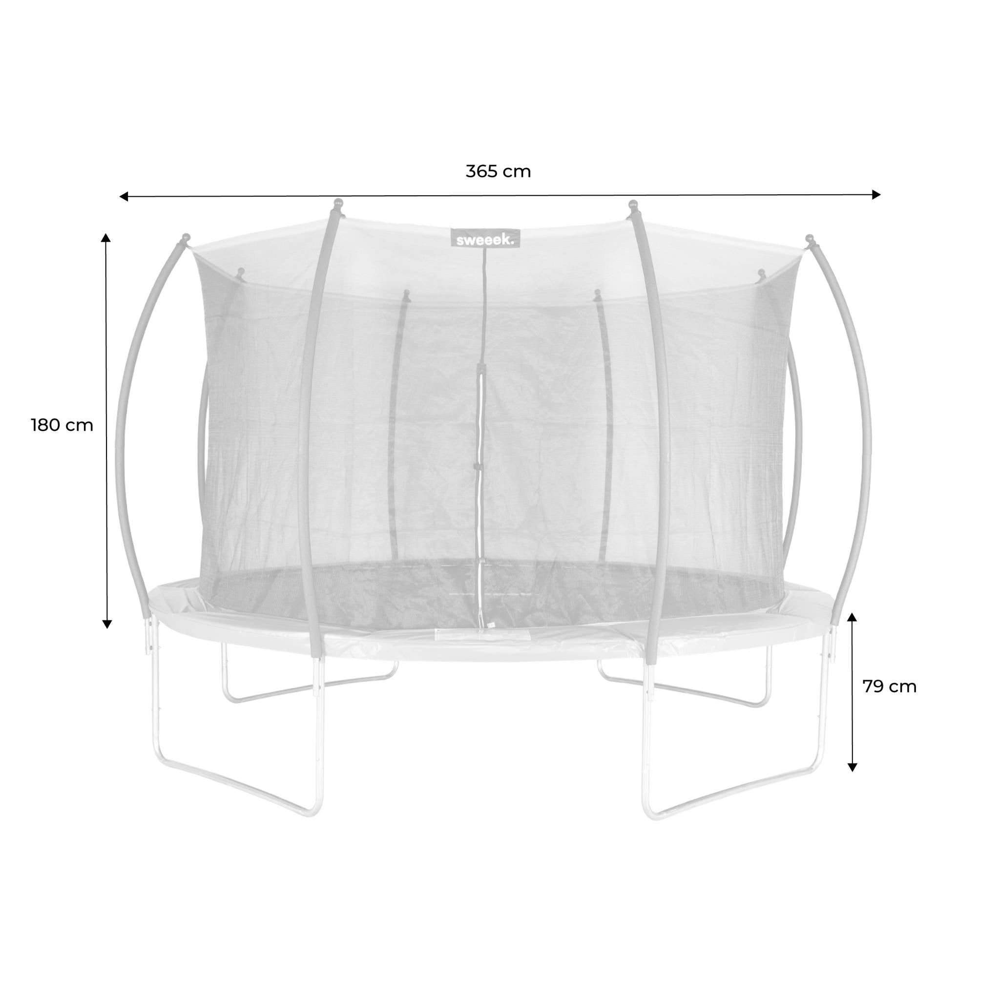Trampolino 370cm rete interna, grigio