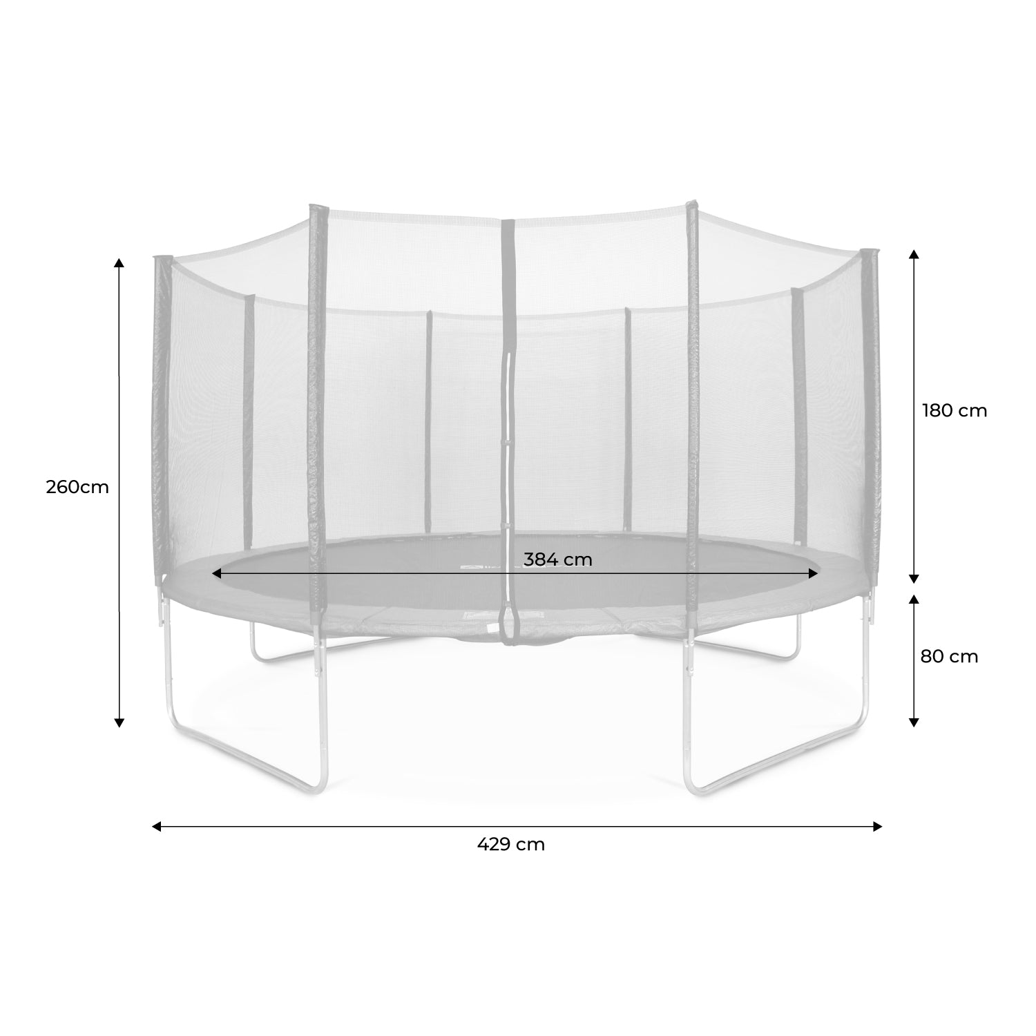 Trampolino 430cm rete di protezione, grigio