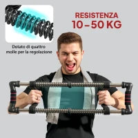 Power Twister a 4 Molle con Resistenza da 10 a 50 kg, in Acciaio Inox, 80x22x5 cm, Nero