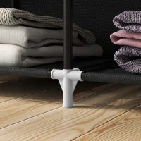 Armadio Guardaroba Multifunzionale con 8 Ripiani e 2 Aste Appendiabiti in Tessuto Nero