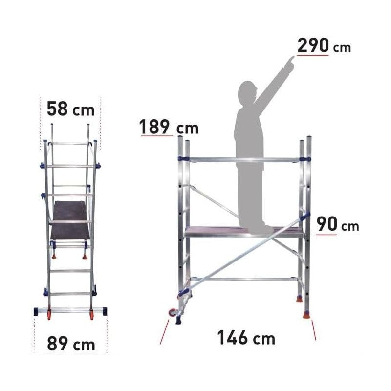 Trabattello Alluminio Facal P6 Utility Plus 189X146X58 Cm