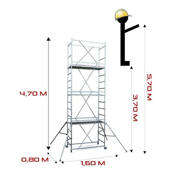 Trabattello Maxi Tris altezza di lavoro  metri 5,70 completo