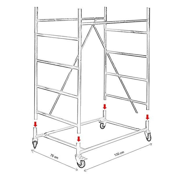 Trabattello TRIS  base 130x80  altezza di lavoro mt 3,20
