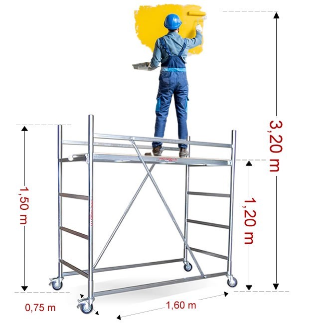 Trabattello maxi tris h. 3.20 Mt. Lavoro
