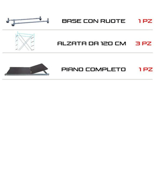 Trabattello maxi tris h. 5.10 Mt. Lavoro Con piano con botola