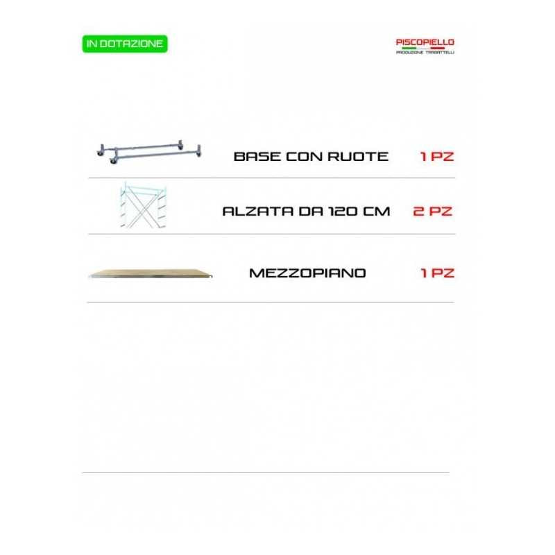 Trabattello zincato Maxi Tris H. 3.86 Lavoro Con Mezzo Piano