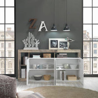 Madia  4 anteBianco laccato lucido e Cemento, ZLCHNMAD4P-CE