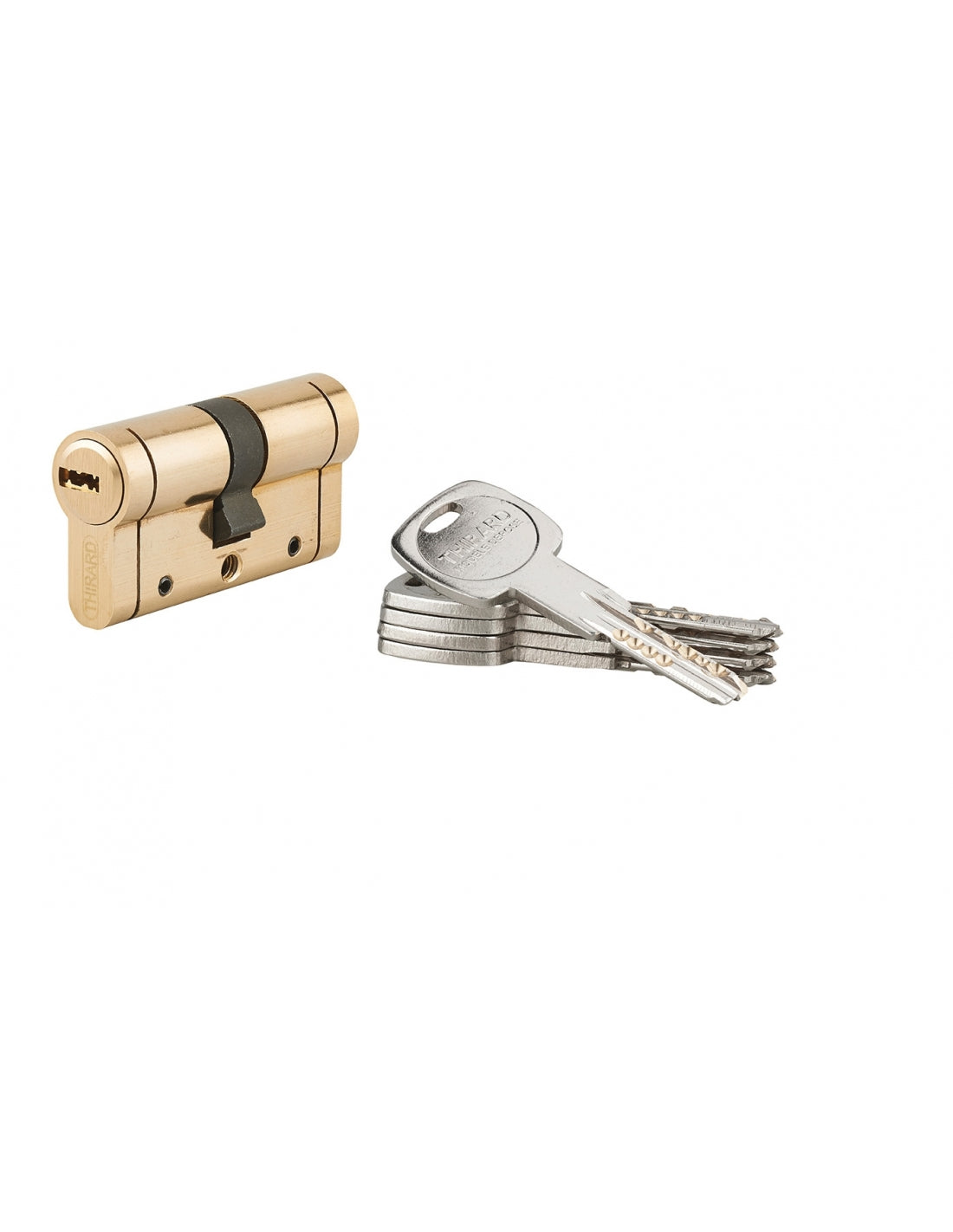 Cilindro europeo a doppia entrata Trafic 12 30X30mm, ottone, antiperforazione, antirottura, 5 chiavi piatte reversibili- THIRARD