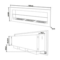 Traiano - Camino a bioetanolo da incasso, biocamino, 120xH40 cm