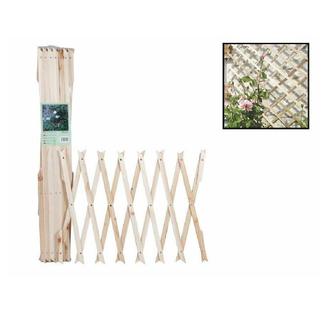 Traliccio Legno Rete Estensibile Piante Rampicanti Staccionata 180x60 Cm 129682