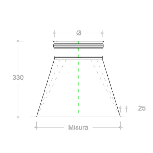 Tramoggia inox 6 decimi aisi 304 con aletta base 35x35cm a innesto f, diametro 250mm