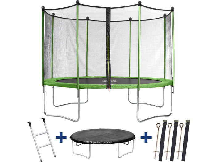 Trampolino tappeto elastico YOOPI - Ø 4.25 m - con rete, scala, telone e kit d'ancoraggio