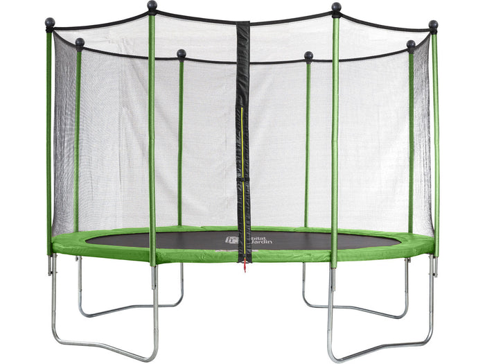 Trampolino tappeto elastico YOOPI -  Ø 4.25 m -  con rete + scala + telo + kit di ancoraggio