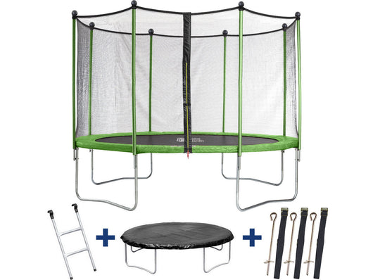 Trampolino tappeto elastico YOOPI -Ø  3.65 m - con rete, scala, telone e kit d'ancoraggio