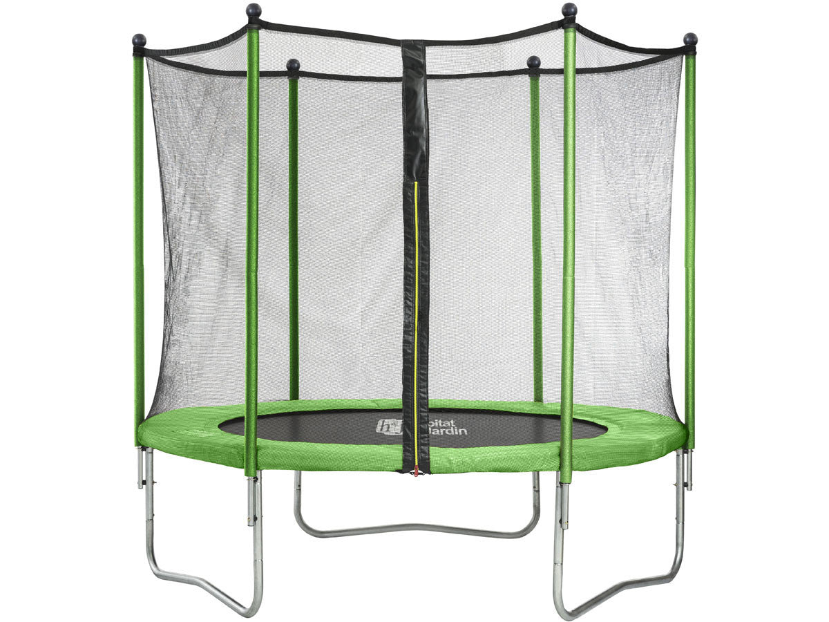 Trampolino "Yoopi" - Ø 2,44 m - con rete + scaletta + copertura + kit ancoraggio